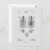 アンティークゴルフボール1902、特許スケッチ ポストカード (正面/裏面)