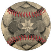 アンティークゴールデンマンダラアートテクスチャード花 ソフトボール (裏面)