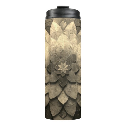 アンティークゴールデンマンダラアートテクスチャード花 タンブラー (正面)
