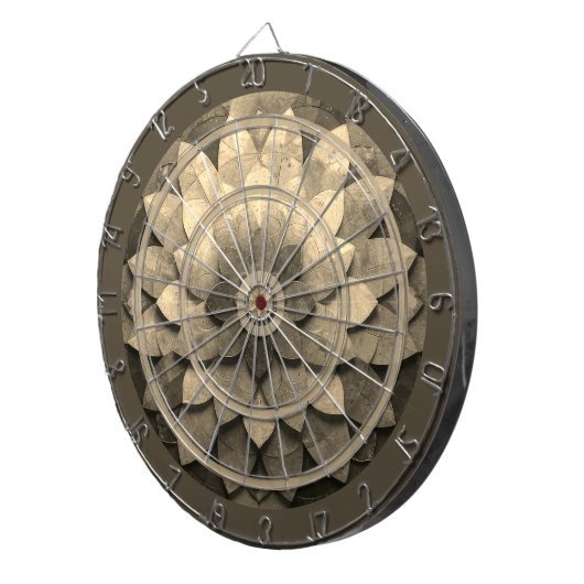 アンティークゴールデンマンダラアートテクスチャード花 ダーツボード (正面右)