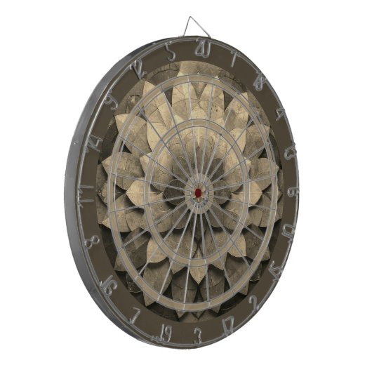 アンティークゴールデンマンダラアートテクスチャード花 ダーツボード (正面左)