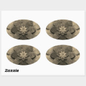 アンティークゴールデンマンダラアートテクスチャード花 楕円形シール (シート)