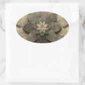 アンティークゴールデンマンダラアートテクスチャード花 楕円形シール (バッグ)