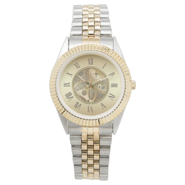 アンティークゴールデンローマ数字ウォッチ 腕時計 (正面)