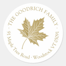 アンティークゴールドのカエルの葉のラウンドアドレスシール ラウンドシール