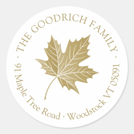 アンティークゴールドのカエルの葉のラウンド住所シール ラウンドシール (正面)