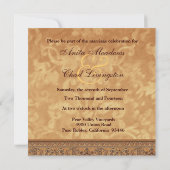 アンティークゴールドのダマスク結婚式招待状E401 招待状 (裏面)
