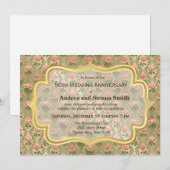 アンティークゴールドのバラ アニバーサリー 招待状 (正面/裏面)
