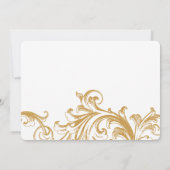 アンティークゴールドの花モチーフの結婚式延期のお知らせ セーブザデート (裏面)