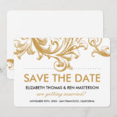 アンティークゴールドの花柄 Save the Dates セーブザデート (正面/裏面)