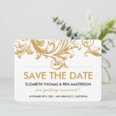 アンティークゴールドの花柄 Save the Dates セーブザデート (スタンド正面)