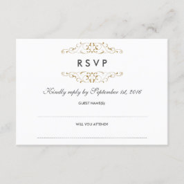 アンティークゴールドの装飾的なRSVP ウェディング 出欠カード