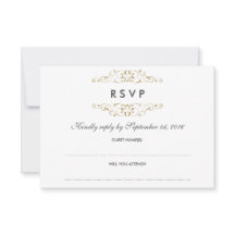 アンティークゴールドの装飾的なRSVP ウェディング