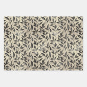 アンティークゴールドシルバーフローラルパターン ラッピングペーパーシート (正面)