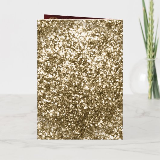 アンティークゴールドフレーム バーガンディレッド イスラム教式結婚式 招待状 (裏面)