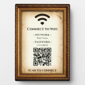 アンティークゴールドフレームWiFiパスワード飾り板 フォトプラーク (正面)