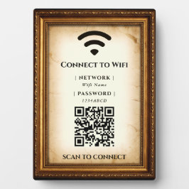 アンティークゴールドフレームWiFiパスワード飾り板 フォトプラーク