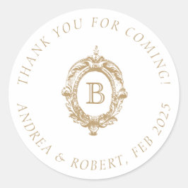 アンティークゴールドモノグラムクレストウェディング ラウンドシール