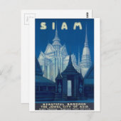 アンティークサイアムバンコクテンプルトラベルポスター ポストカード (正面/裏面)