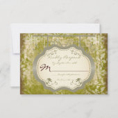 アンティークサインカント動揺してリー結婚式の出欠確認カード 出欠カード (正面)