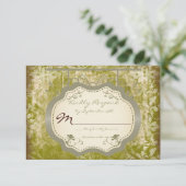 アンティークサインカント動揺してリー結婚式の出欠確認カード 出欠カード (スタンド正面)