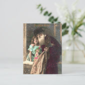 アンティークサンタと少女のクリスマス シーズンポストカード (スタンド正面)