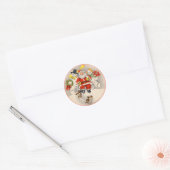 アンティークサンタと雪の人ステッカー ラウンドシール (封筒)