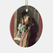 アンティークサンタアンドガールクリスマス セラミックオーナメント (右)