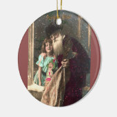 アンティークサンタアンドガールクリスマス セラミックオーナメント (左)