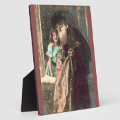 アンティークサンタアンドガールクリスマス フォトプラーク (側面)