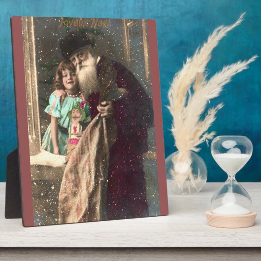 アンティークサンタアンドガールクリスマス フォトプラーク (側面)