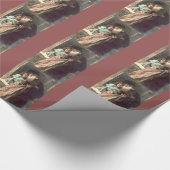 アンティークサンタアンドガールクリスマス ラッピングペーパー (角)