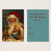 アンティークサンタ吹雪プレゼントラベルカード (正面&裏面)