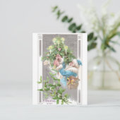 アンティークサンタ・イン・ブルー・コートとクリスマスツリー シーズンポストカード (スタンド正面)