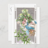 アンティークサンタ・イン・ブルー・コートとクリスマスツリー シーズンポストカード (正面/裏面)