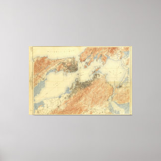 アンティークサンフランシスコ・ベイ・エリア1915の地図，キャンバス キャンバスプリント