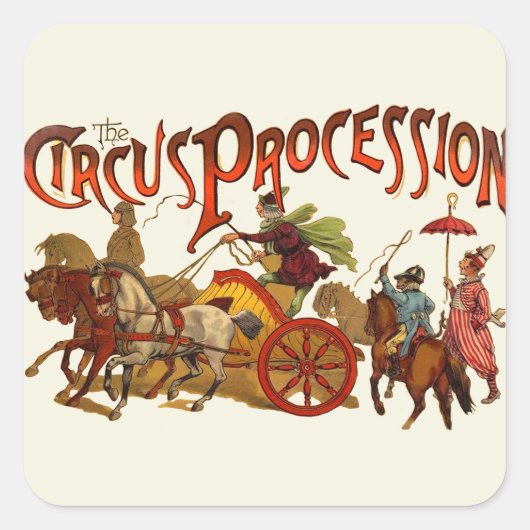 アンティークサーカスパレードピエロ馬 スクエアシール (正面)