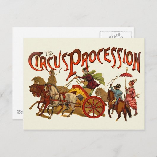 アンティークサーカスパレードピエロ馬 ポストカード (正面/裏面)