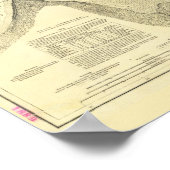 アンティークシアトルハーバーアンドプゲットサウンドの地図 ポスター (角)