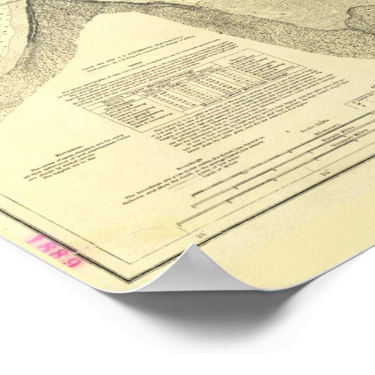 アンティークシアトルハーバーアンドプゲットサウンドの地図 ポスター (角)