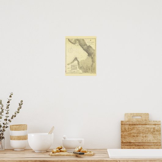 アンティークシアトルハーバーアンドプゲットサウンドの地図 ポスター (キッチン)