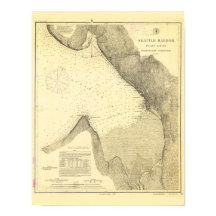 アンティークシアトルハーバーアンドプゲットサウンドの地図