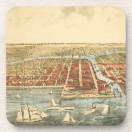 アンティークシカゴ、ラサール通り川の地図 コースター