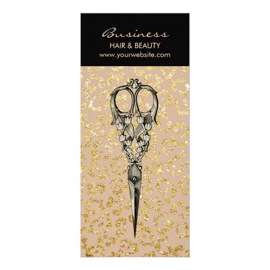 アンティークシザーヴィンテージ金ゴールドヒョウ毛サロン ラックカード (正面)