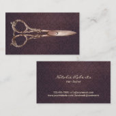 アンティークシザー美容師ヴィンテージパープルダマスク 名刺 (正面/裏面)