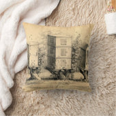 アンティークシックビーキーピングビーハイブプリント クッション (ブランケット)