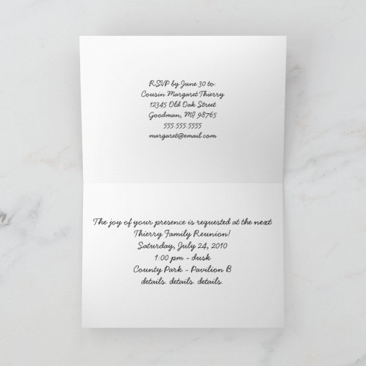 アンティークシャビーファミリー懇親会招待状 招待状 (内部)