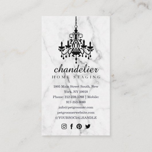 アンティークシャンデリア&フローラビクトリアンチェアマーブル 名刺 (裏面)