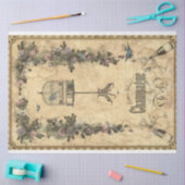 アンティークシャンパンアドビッズ&花模様デクページ 薄葉紙 (クラフト)