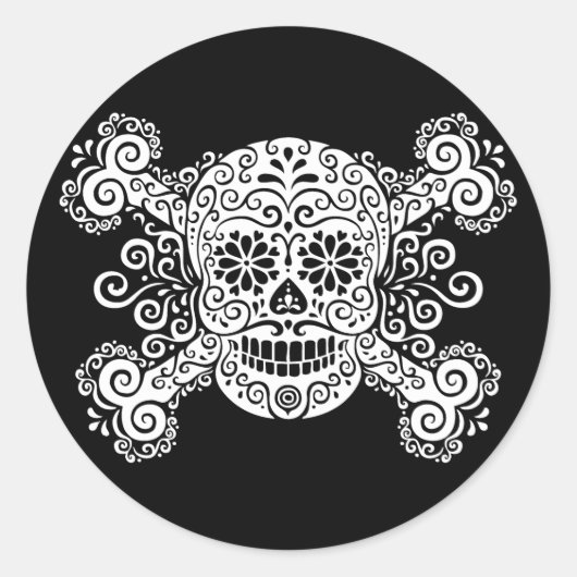 アンティークシュガースカル&クロスボーンズ ラウンドシール (正面)